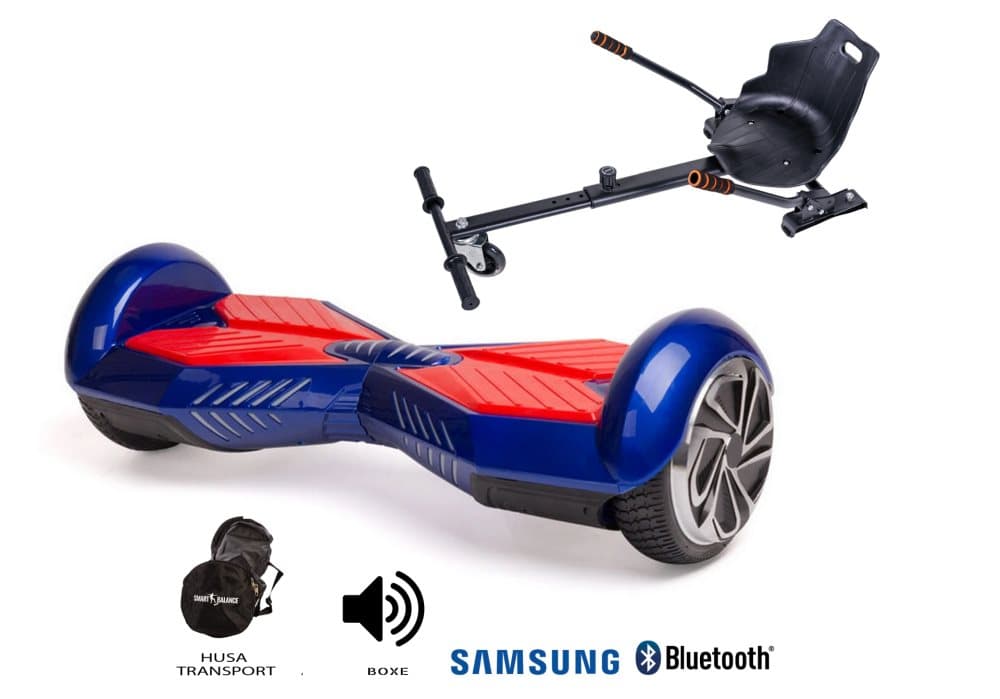 Pakke Hoverboard Transformers Electro Blue 6.5 tommer + HoverKart Sort, Smart Balance™ Premium Brand, Bluetooth, Bærepose, 700 W strøm