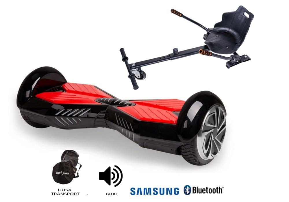 Pakke Hoverboard Transformers Black 6.5 tommer + HoverKart Sort, Smart Balance™ Premium Brand, Bluetooth, Bærepose, 700 W strøm