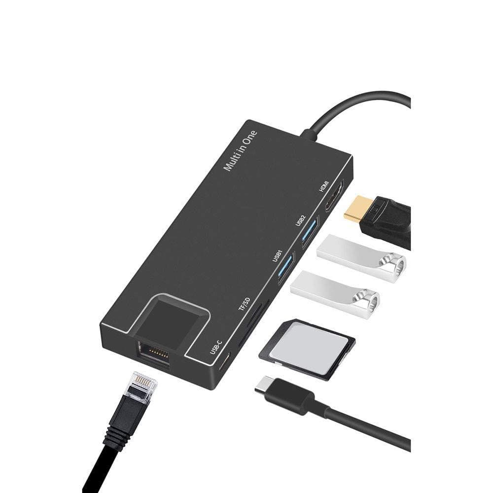8-port USB-C-hub med HDMI, Ethernet, USB, SD / TF-kort