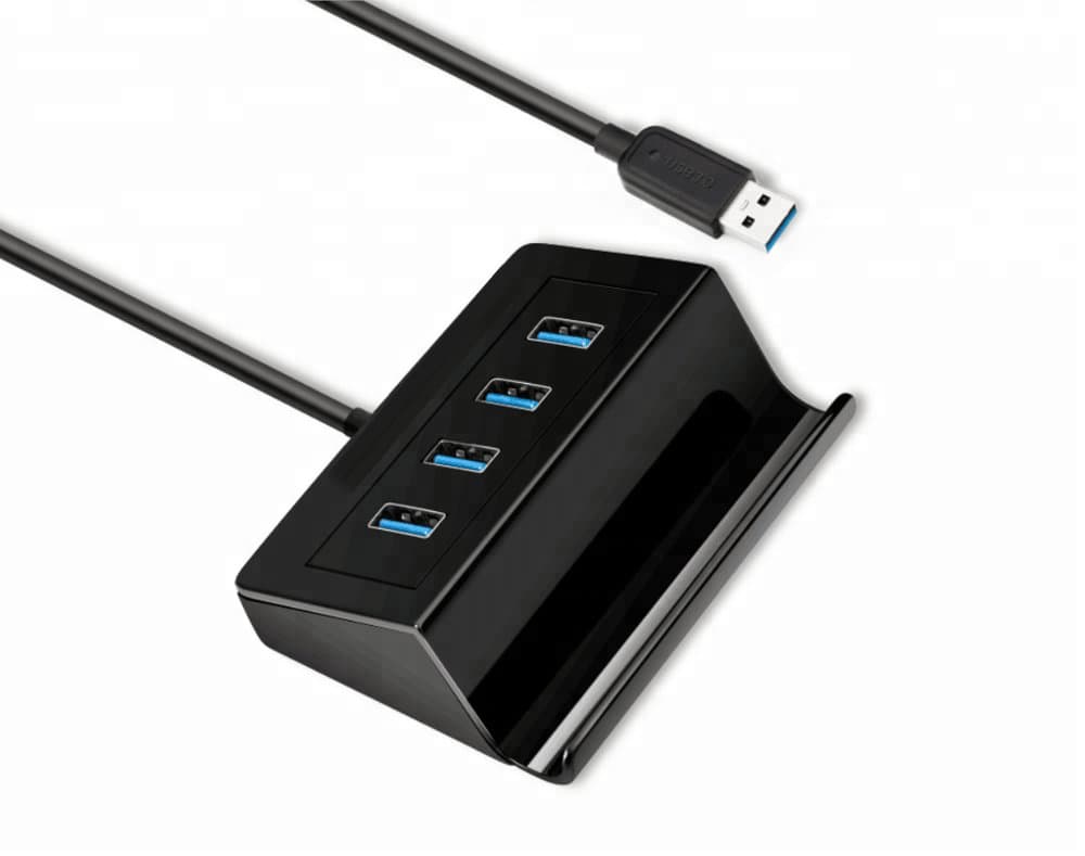 USB3.0 to 4 Port USB 3.0 HUB and DC with Phone Holder