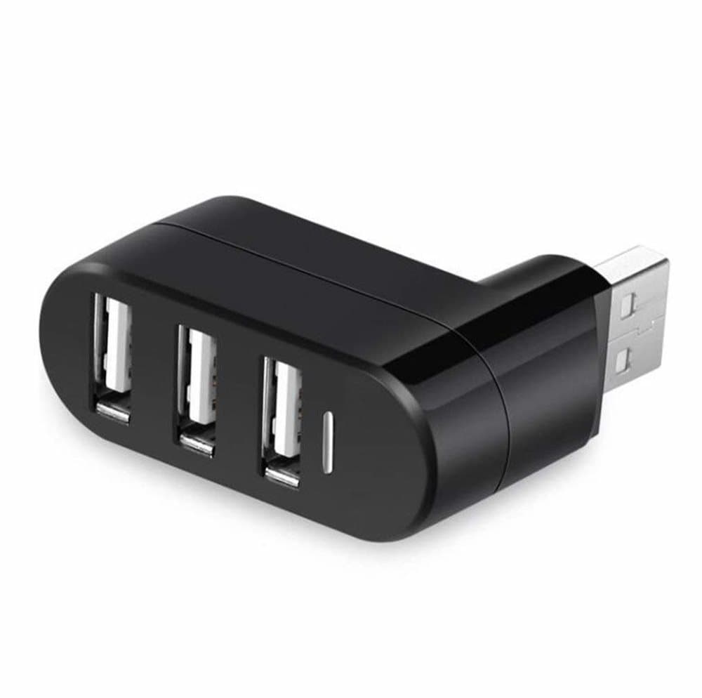 3-Port USB 2.0 Rotatable Hub - Black