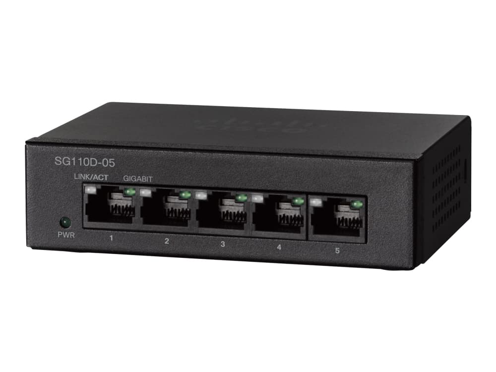 Cisco Small Business SG110D-05 - Switch - ohanterad - 5 x 10/100/1000 - skrivbordsmodell, väggmonterbar - Likström
