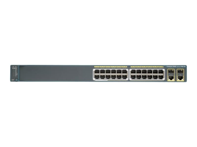 Cisco Catalyst 2960-Plus 24TC-L - Switch - Styrt - 24 x 10/100 + 2 x kombo-Gigabit SFP - rackmonterbar