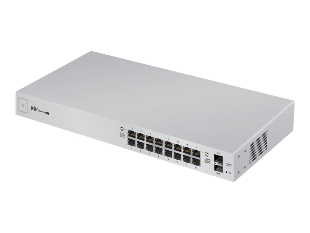 Ubiquiti UniFi Switch US-16-150W - Switch - Administrerad - 16 x 10/100/1000 (PoE+) + 2 x Gigabit SFP - rackmonterbar, väggmonterbar - PoE+