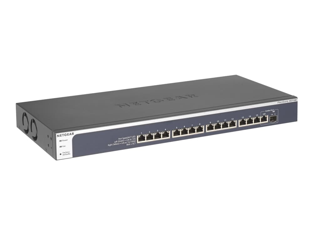 NETGEAR XS716E - Switch - Styrt - 16 x 10GBase-T + 1 x delt 10 Gigabit SFP+ - stasjonær, rackmonterbar