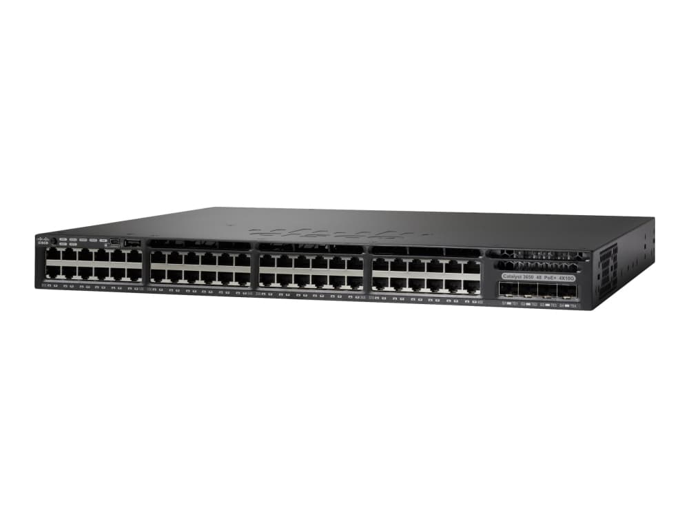 Cisco Catalyst 3650-48PS-L - Switch - Administrerad - 48 x 10/100/1000 (PoE+) + 4 x SFP - skrivbordsmodell, rackmonterbar - PoE+ (390 W)
