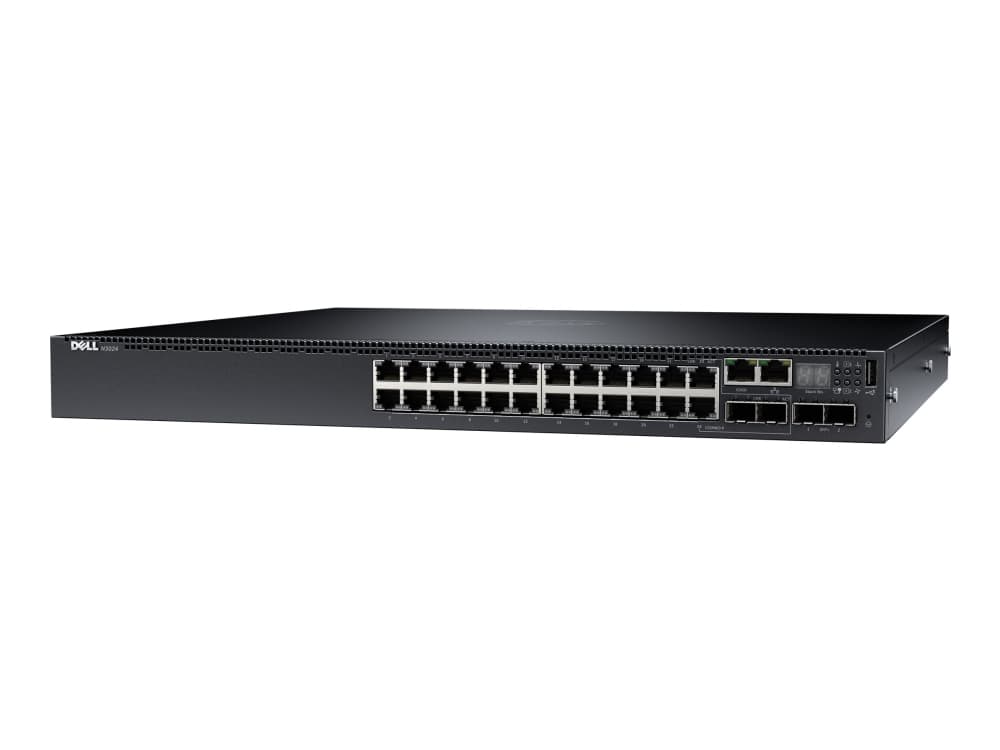 Dell EMC Networking N3024EF-ON - Switch - L3 - Administrerad - 24 x Gigabit SFP + 2 x 10 Gigabit SFP+ + 2 x kombinerad 1000Base-T - främre till bakre