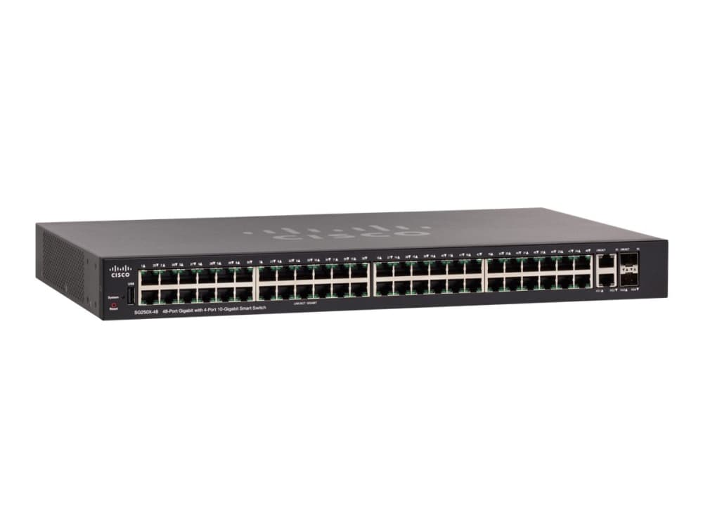 Cisco 250 Series SG250X-48 - Switch - L3 - smart - 48 x 10/100/1000 + 2 x 10 Gigabit Ethernet + 2 x 10 Gigabit SFP+ - rackmonterbar