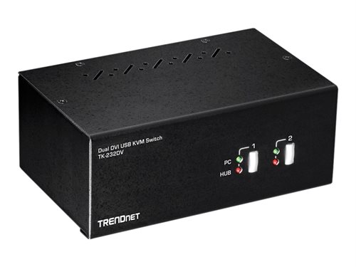 Bild av TRENDnet TK-232DV - Omkopplare för tangentbord/video/mus/ljud/USB - 2 x KVM/ljud/USB - 1 lokal användare - skrivbordsmodell
