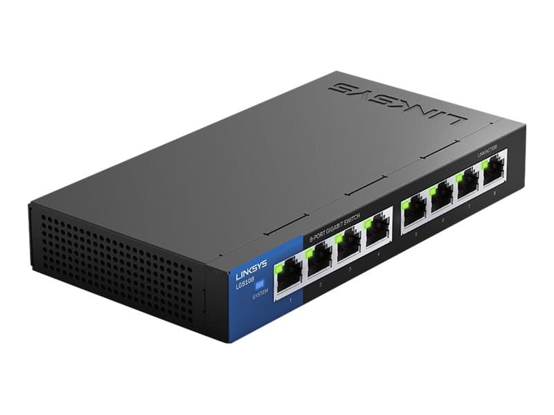 Linksys Business LGS108 - Switch - ikke-styrt - 8 x 10/100/1000 - stasjonær - AC 100/230 V
