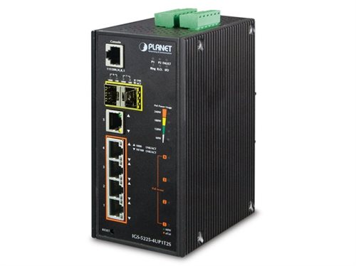 Bild av Planet IGS-5225-4UP1T2S, hanterad, L2+, Gigabit Ethernet (10/100/1000), Full duplex, Strömförsörjning via Ethernet (PoE) stöd, Monteringsbar på vägge