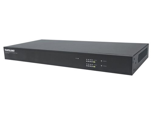 Bild av Intellinet 561433, hanterad, Gigabit Ethernet (10/100/1000), Full duplex, Strömförsörjning via Ethernet (PoE) stöd, Rackmontering