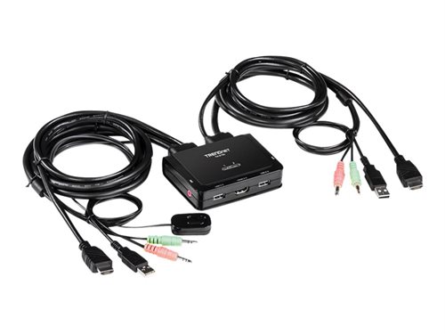 Bild av TRENDnet TK-216i - Omkopplare för tangentbord/video/mus/ljud/USB - 2 x KVM/ljud/USB - 1 lokal användare - skrivbordsmodell