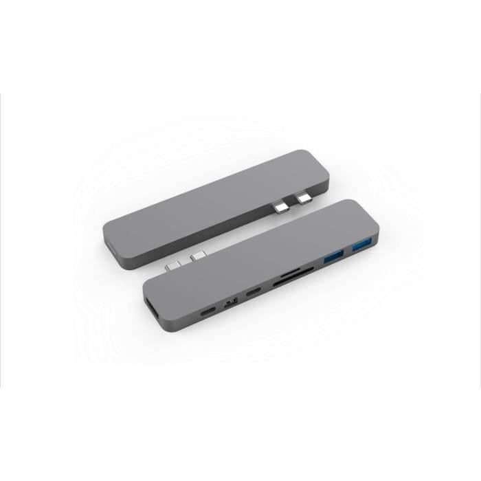 MOBILITET - HyperDrive PRO - 2xUSB-C vers HDMI 4K - mini DisplayPort 4K - USB-C 100W / 60W - SD - microSD - 2xUSB 3.1 - Gris Sideral