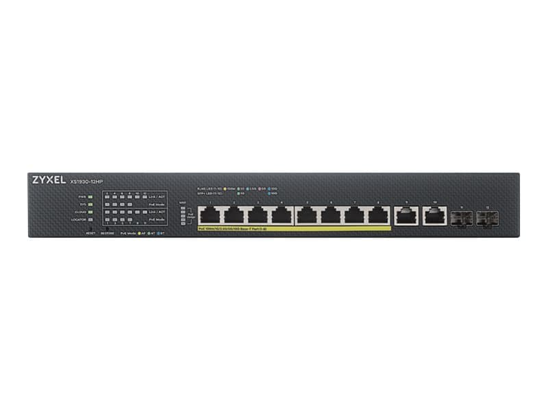 Zyxel XS1930-12HP - Switch - smart - 8 x 100/1000/2.5G/5G/10GBase-T (PoE++) + 2 x 100/1000/2.5G/5G/10GBase-T + 2 x 10 Gigabit SFP+ - rackmonterbar -