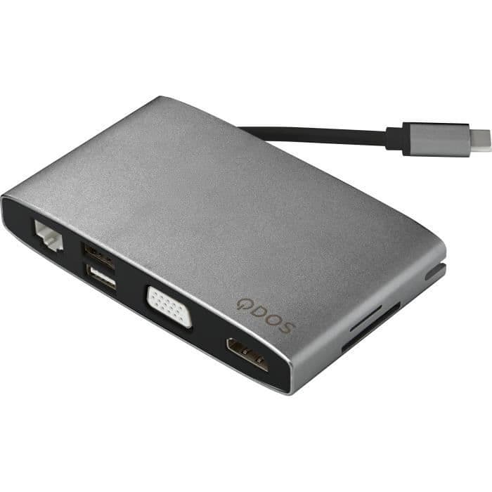 QDOS PowerLink Stor 8-i-1 USB-C hub - Space Grey