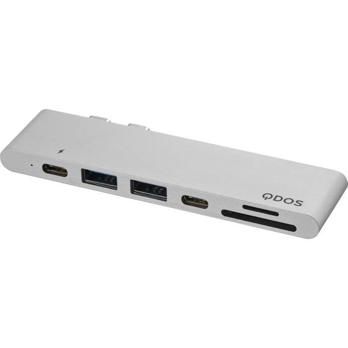 QDOS PowerLink Pro 7 i 1 USB-C 7-i-1 hub - sølv
