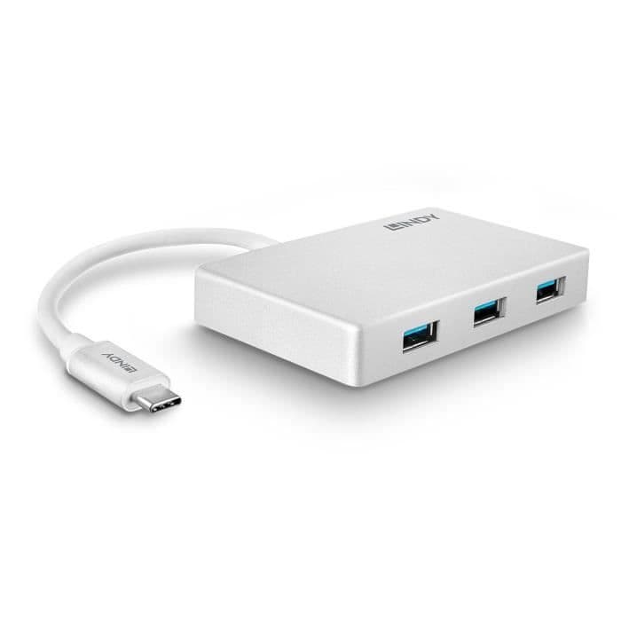LINDY Hub USB 3.1-type 3-porte med strømforsyning
