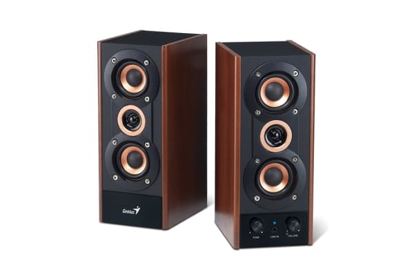 Genius SP-HF800A, 2.0 kanaler, Koblet med ledninger (ikke trådløs), 20 W, 80 - 20000 Hz, Svart, Tre