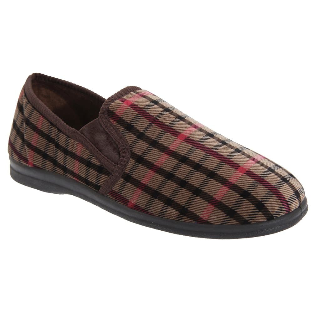 Sleepers Samson Check Velour Twin Gusset tofflor för män