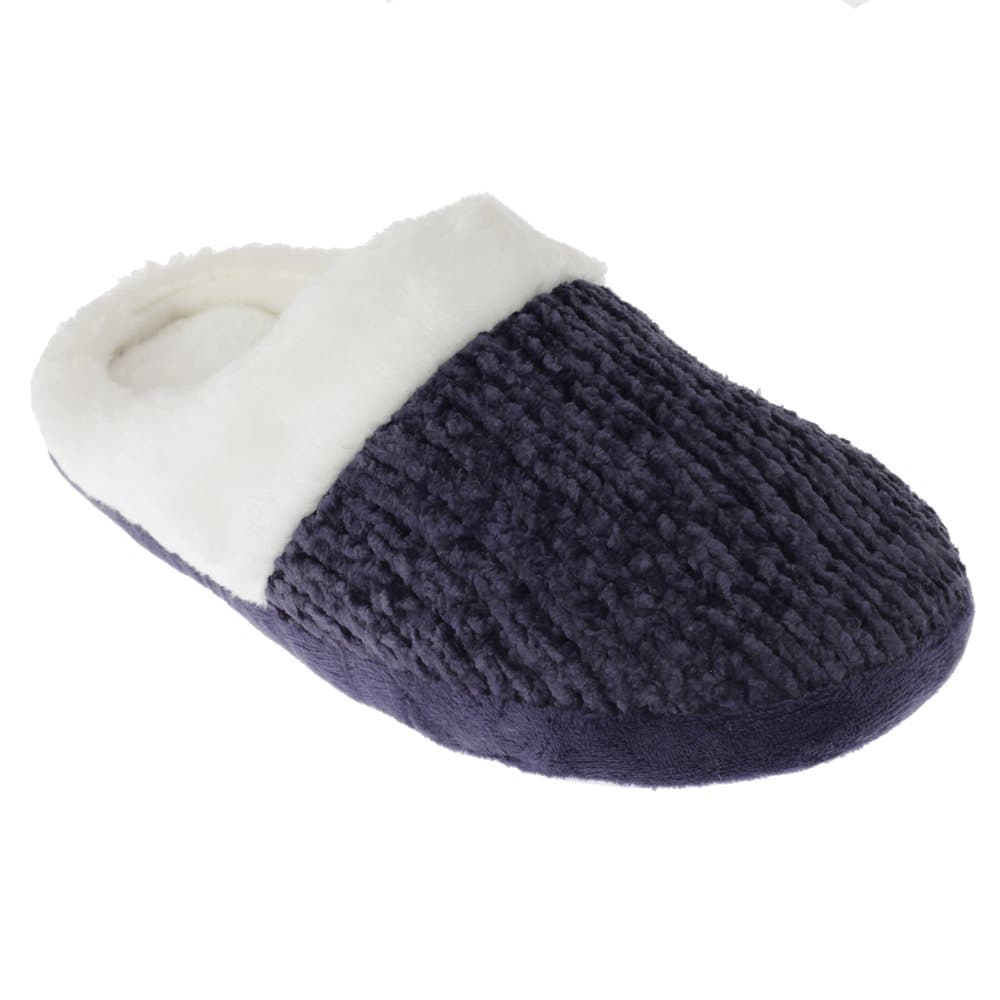 SlumberzzZ Kvinnor / damer Fauxpälsfodrade stickade tofflor med mönster med gummisula