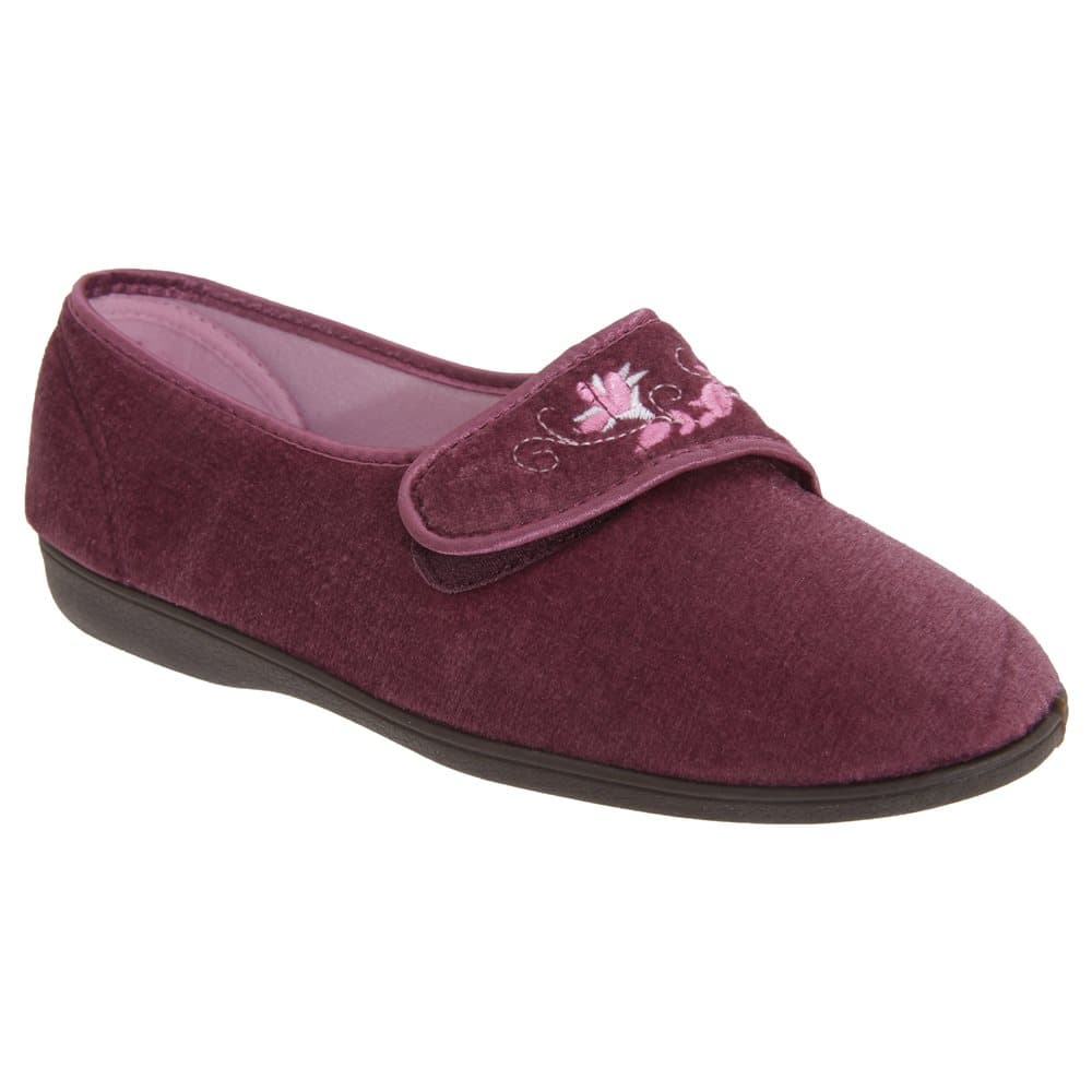 Sleepers Womens/Ladies Jolene Touch Fastening Embroidered Slippers
