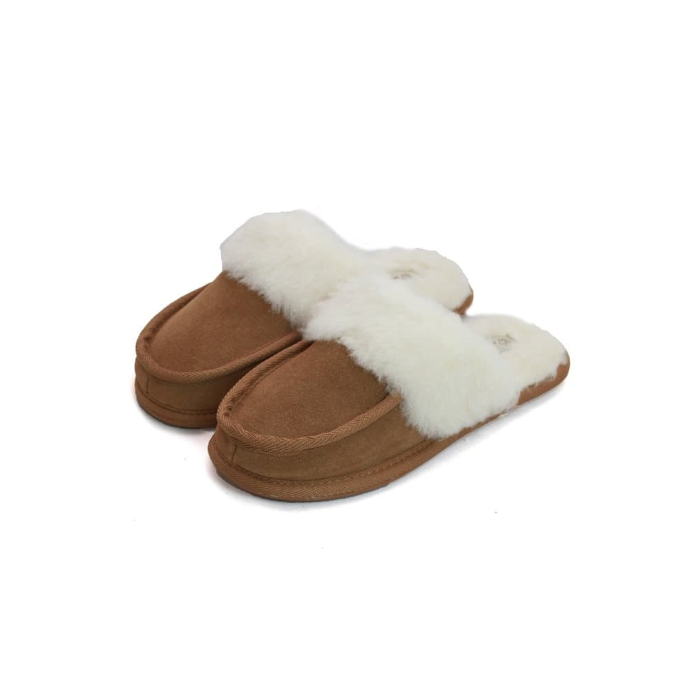 Eastern Counties Leather Womens/Ladies Pat Wool-blend Slipper Mules