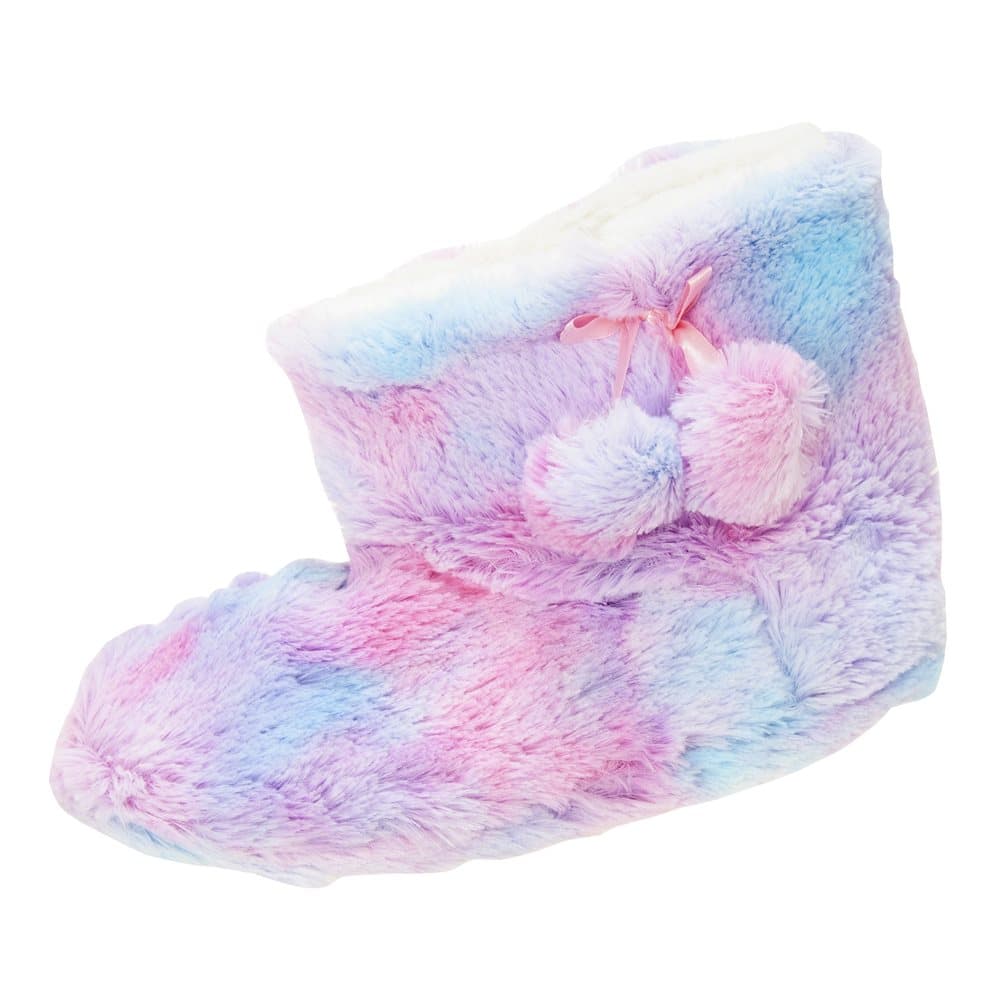 Womens/Ladies Soft Fluffy Indoor Rainbow Slipper Boots
