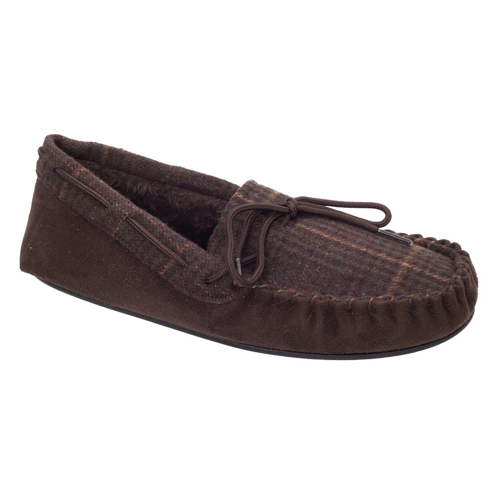 Slumberzzz Mens Tweed Moccasin Slippers