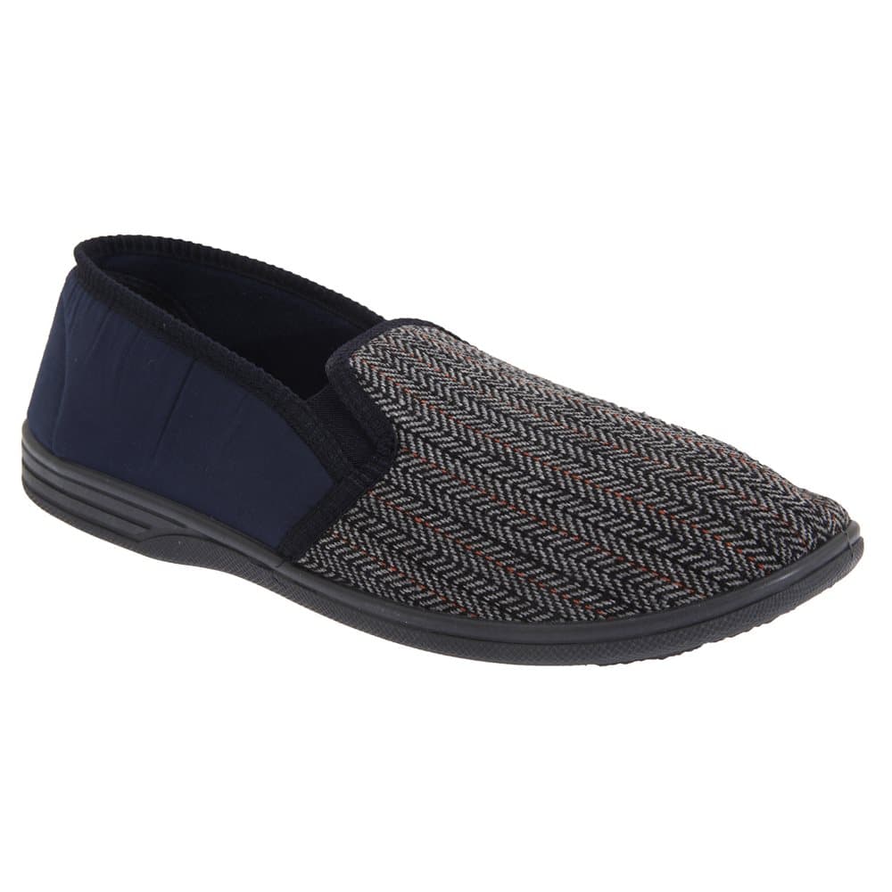 Zedzzz Herrar Charles Herringbone Felt Gusset Slippers