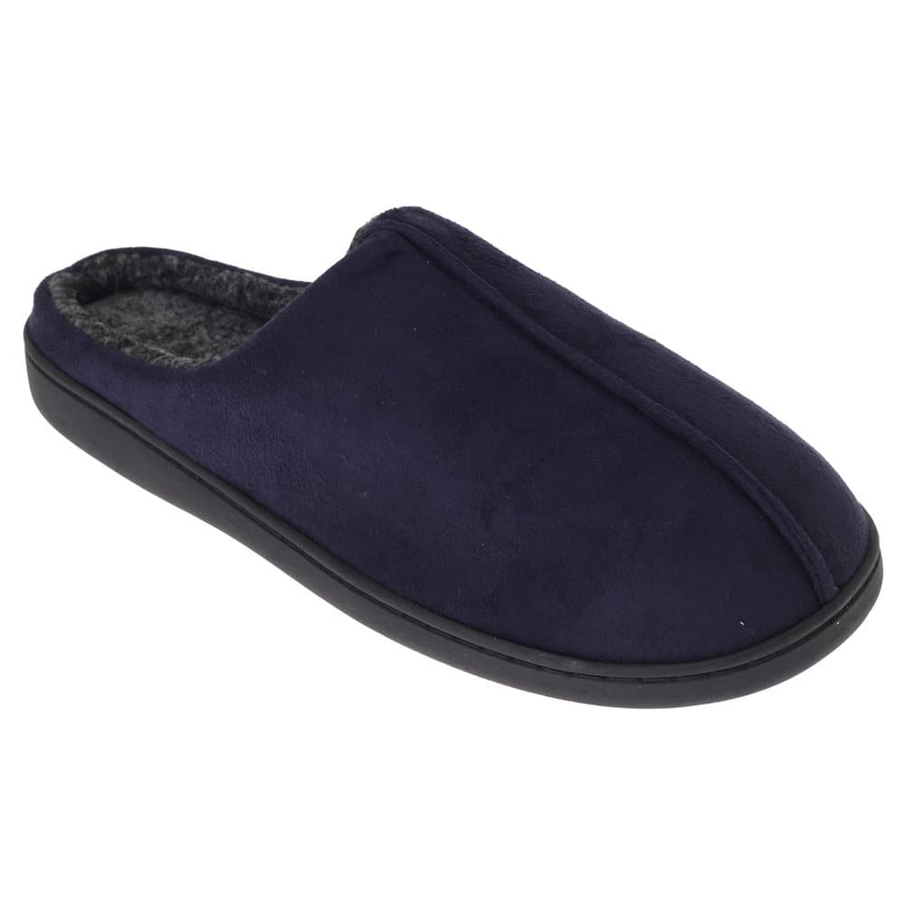 SlumberzzZ Mens Memory Foam Slippers With Rubber Sole