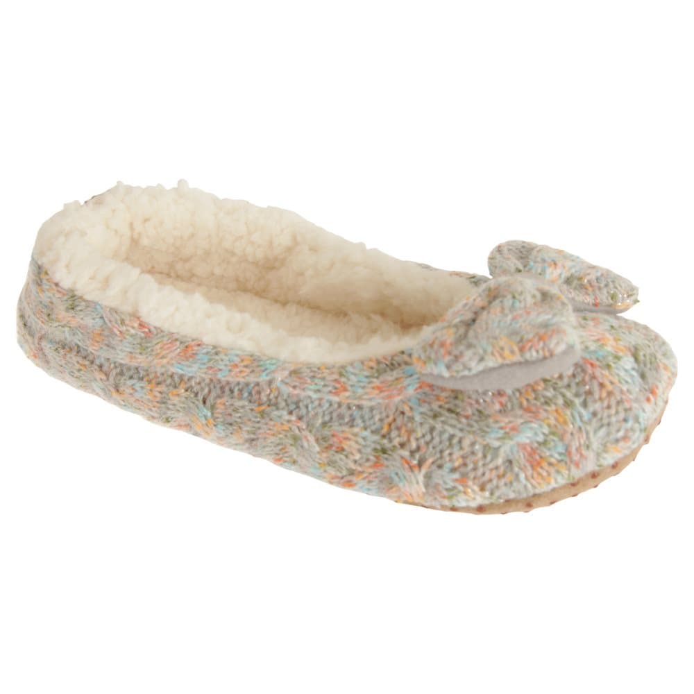 Slumberzzz Womens/Ladies Slip On Knitted Multicoloured Slippers With Bow