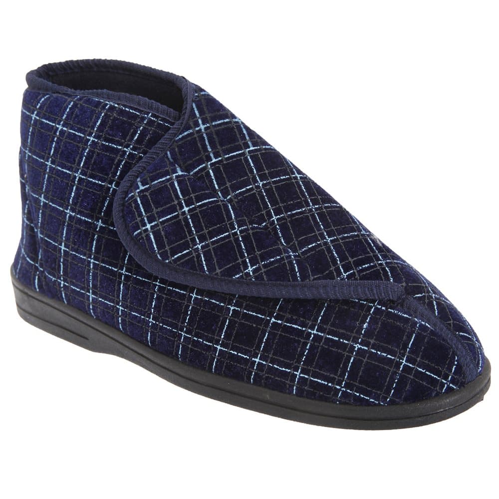 Zedzzz Herr Bertie Check Velour Touch Fastening Bootee Tofflor