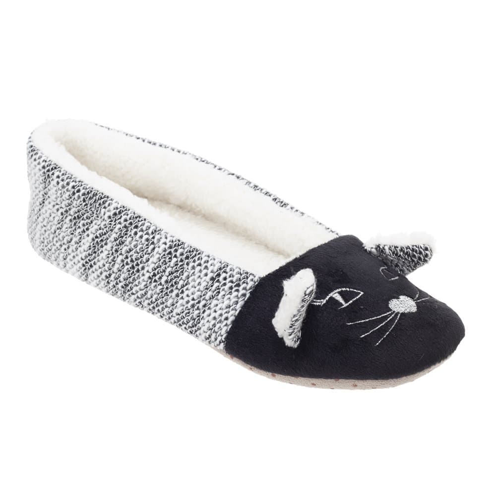 Slumberzzz Womens/Ladies Two Tone Cat Ballet Slippers