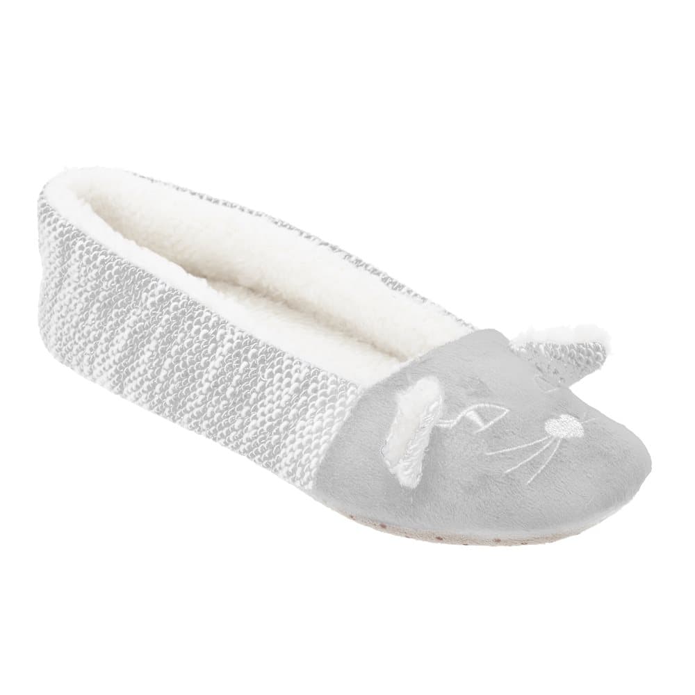 Slumberzzz Womens/Ladies Two Tone Cat Ballet Slippers