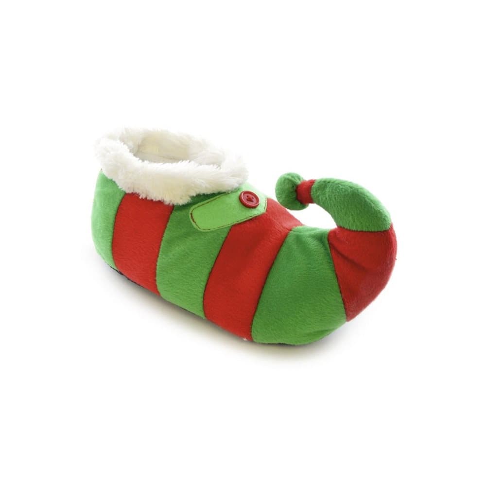Childrens/Kids Striped Elf Design Novelty Christmas Slippers