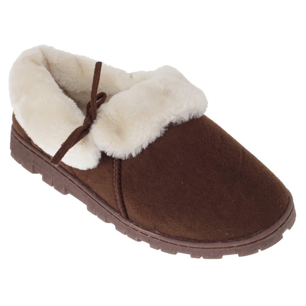 SlumberzzZ Womens/Ladies Fleece Lined Slippers With Rubber Sole