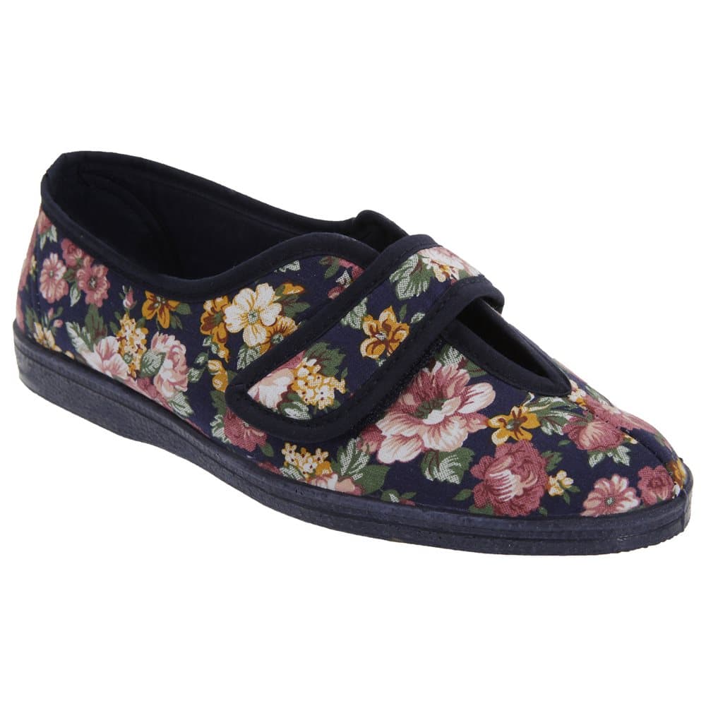 Sleepers Dam- / dam Wilma Touch Fastening V Öppning Blommor Casual tofflor i bomull