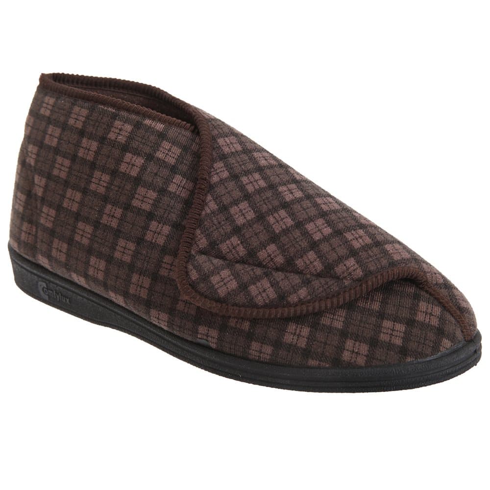 Comfylux James Check Boot Slippers för herrar
