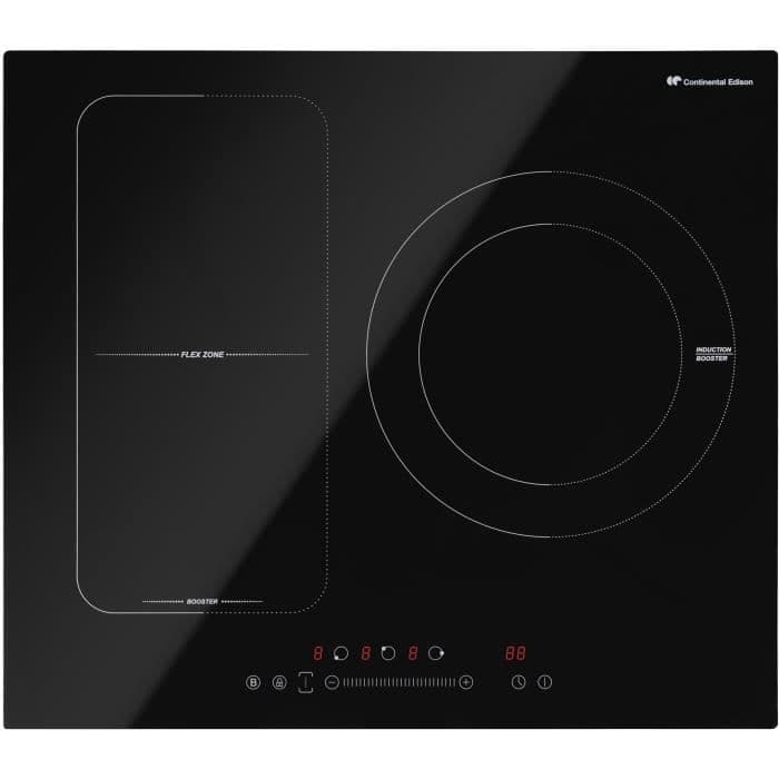 CONTINENTAL EDISON Induktion kogeplade 3 zoner inklusive 1 justerbar zone - 6500W-L60 x P49 cm- Glasbelægning - Sort