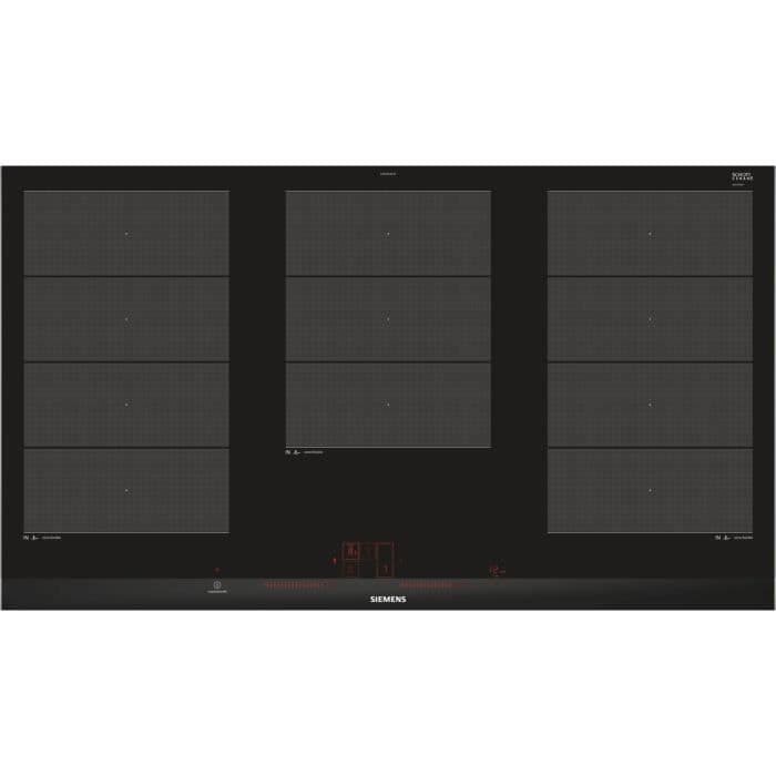 SIEMENS EX975LXC1F Induktion kogeplade - 5 zoner - 11100 W max - B 91,2 x D 52 cm - Glasbelægning - Sort - Profil i rustfrit stål