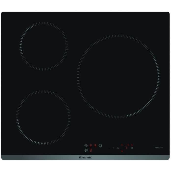 BRANDT TI118B - Kogeplade - Induktion - 3 zoner - 7200W - L58 x D51cm - Glasbelægning - Sort