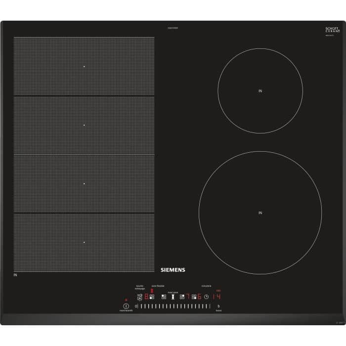 SIEMENS EX651FEB1F - Induktionshäll - 4 zoner - 7400 W - B 51 x D 52,2 cm - Glasbeläggning - Svart