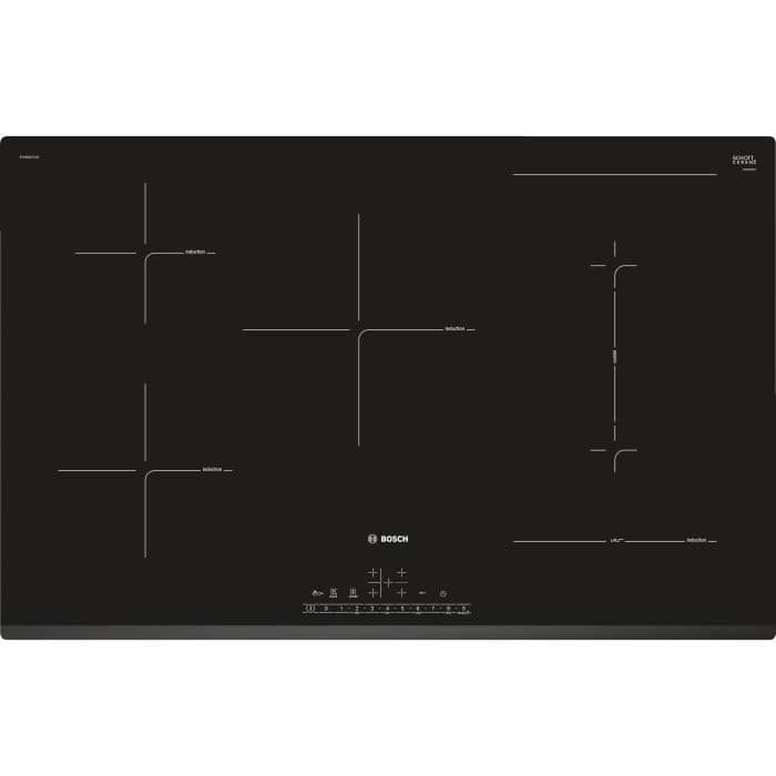 BOSCH PVW831FC5E Induktion Kombi Bord Induktion Skævet 80 cm - Digital skærm - DirectSelect pandebånd - 5 pejse