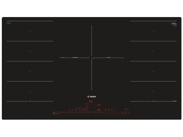 Bosch Serie | 8 PXV901DV1E - Induksjonskomfyrtopp - 5 plater - Nisje - bredde: 88 cm - dybde: 50 cm - flukt - svart