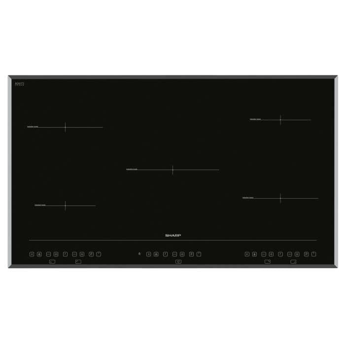 SHARP KH-9I26CT00 - Induktionskomfur - 5 zoner - 10800W - L89 x D52cm - Glasbelægning - Sort