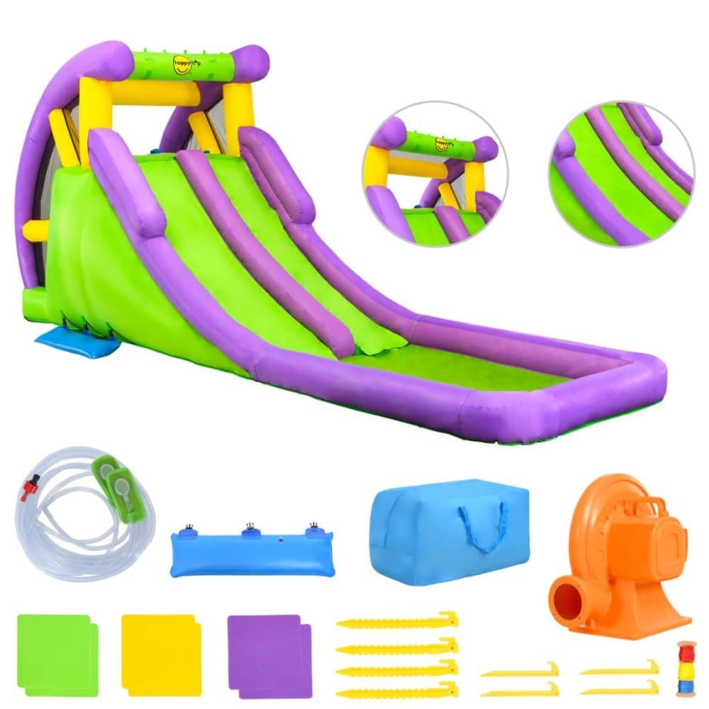 Happy Hop Uppblåsbar vattenrutschkana med plaskpool 600x215x255 cm PVC