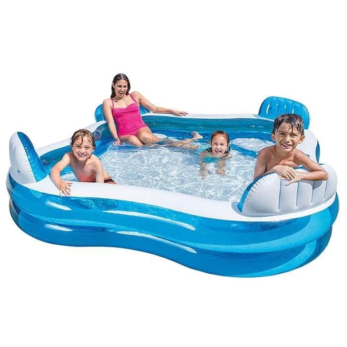 INTEX Uppblåsbar pool med 4 platser för barn och familjer - 2,29x2,29x0,66m