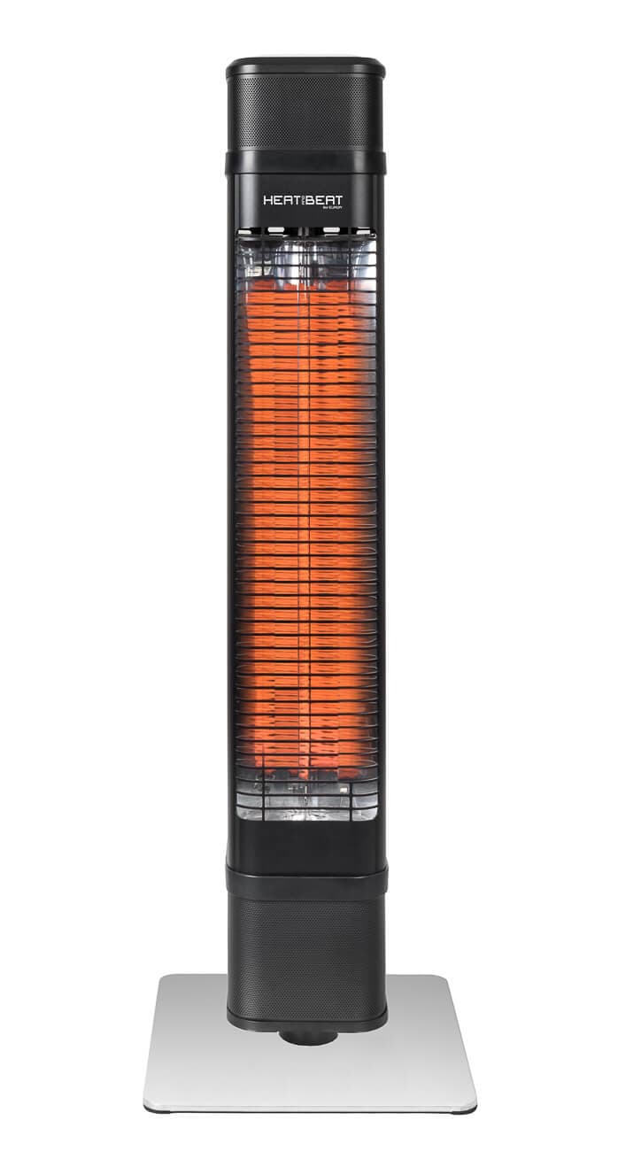Eurom Heat and Beat Tower er en unik stående terrassevarmer på 2200 Watt med et luksuriøst udseende.