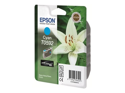 Bild av Epson T0592 - 13 ml - cyan - original - blister - bläckpatron - för Stylus Photo R2400